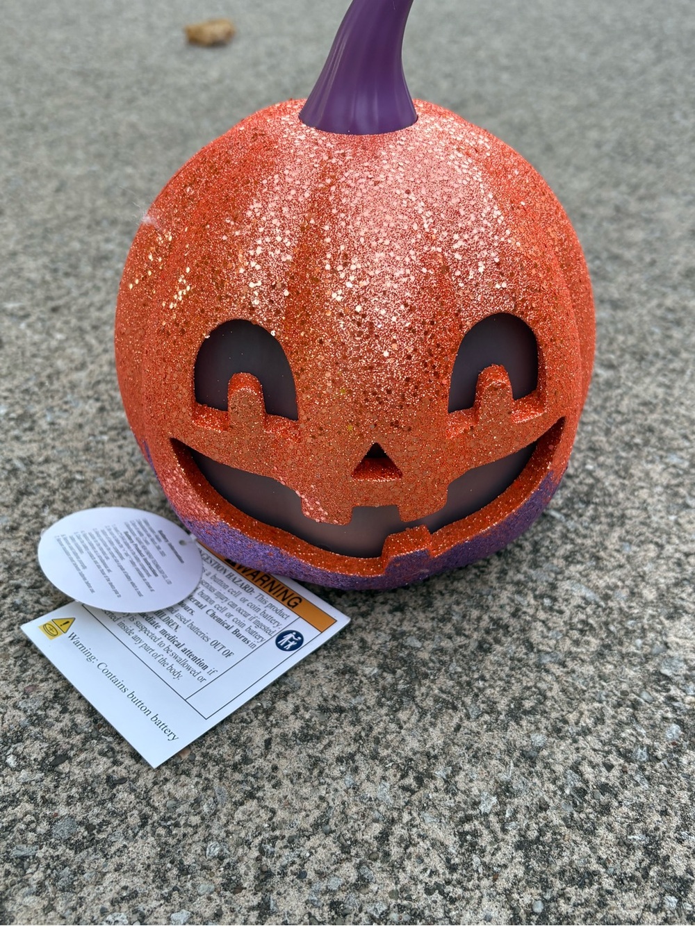 Glitter Orange and Purple Jack-O'-Lantern LED light up- Halloween Decoration NWT